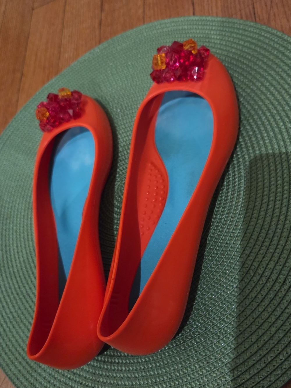 OKA b. Orange Jelly Flats with Pink and Amber Gem Clusters